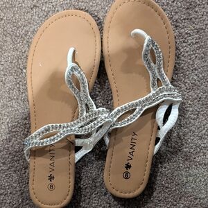 Vanity White Rhinestone Sandals